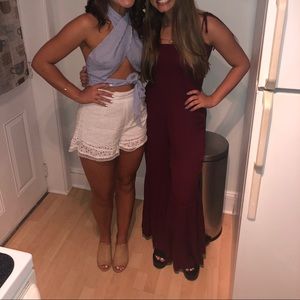 Maroon flare legged jumpsuit